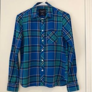 AEO Flannel Shirt-Blue and Green